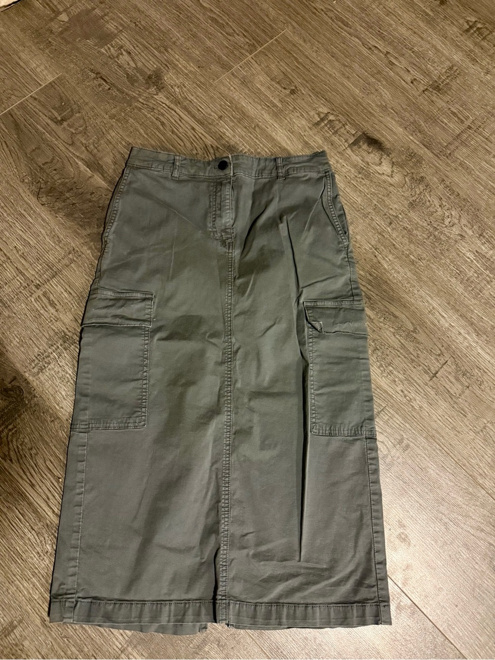 Grey Cargo Pocket Midi Skirt